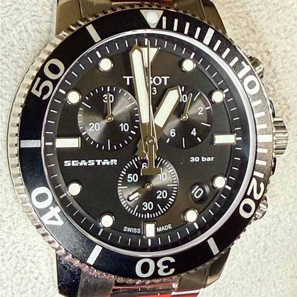 Tissot Seastar Chronograph Date Designer Dive Mens Watch - Picture 2 of 7